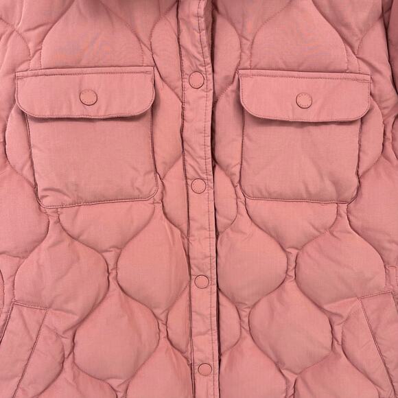 Marine Layer Leslie DownPuffer Overshirt Shacket Jacket Sz Small Dusty Rose - Picture 2 of 6